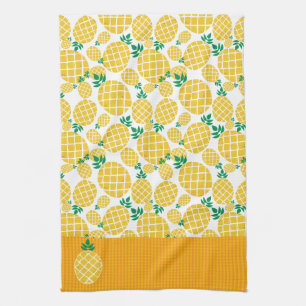 Tropical Pineapple Illustration Pattern Tea Towel