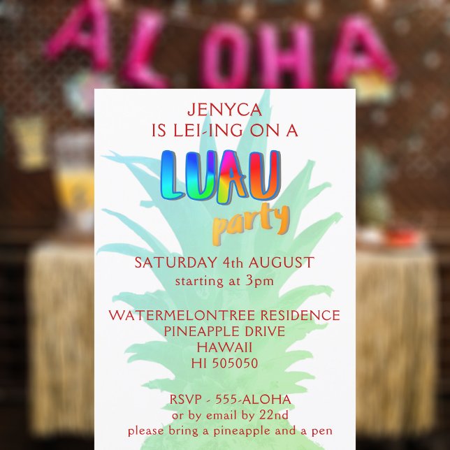 Tropical Pineapple Kitschy Luau Party Invitation (Perfect for BBQs, birthdays, or just an excuse to don a grass skirt and sip on a Mai Tai. )