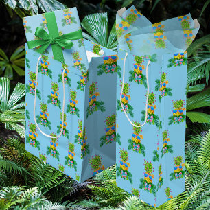 Tropical Pineapple Lady Christmas Holiday Wine Gift Bag