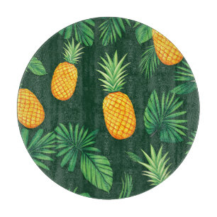 Tropical Pineapple Leaves Pattern Cutting Board