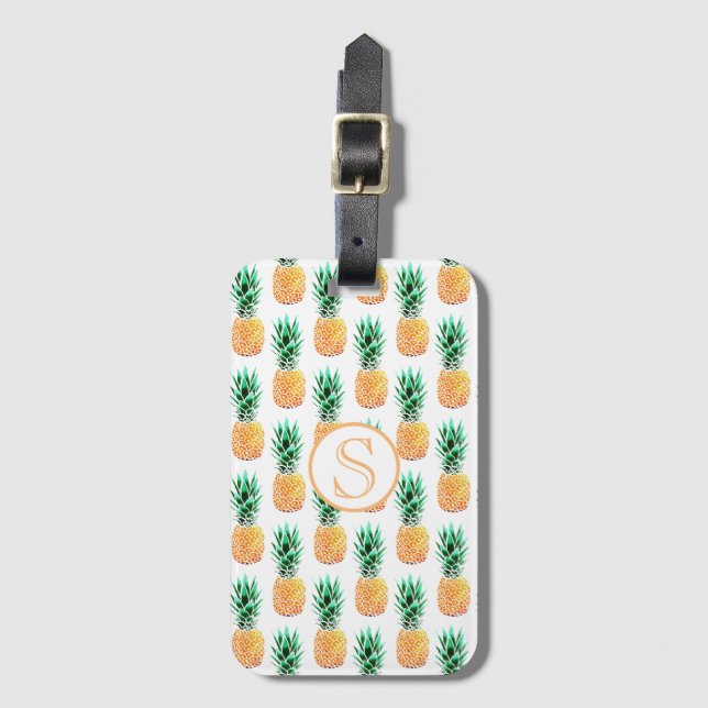 Tropical Pineapple Luggage Tag (Front Vertical)
