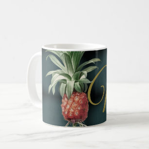 Tropical Pineapple Marbled Elegant Monogram Coffee Mug