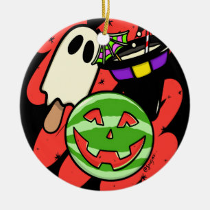 Tropical Pineapple Monster Halloween Classic Ceramic Ornament