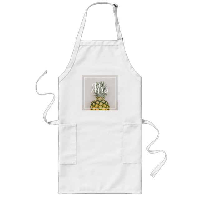 Tropical Pineapple New Bride Mrs Long Apron (Front)