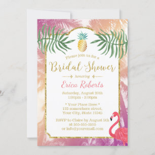 Tropical Pineapple & Palm Trees Bridal Shower Invitation