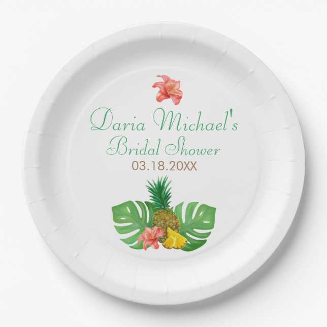 Tropical Pineapple Paper Plate (Front)