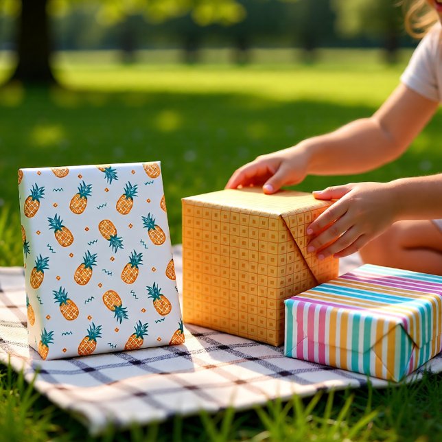 Tropical Pineapple Pastel Summer Picnic Wrapping Paper Sheet (Tropical Pineapple Pastel Summer Picnic Wrapping Paper Sheets)