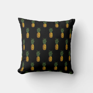 Tropical Pineapple Pattern Black Cushion