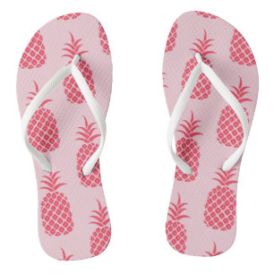 Tropical Pineapple Pattern Colourful Summer Pink Thongs