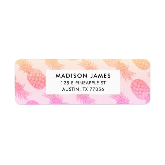 Tropical Pineapple Pattern Custom Return Address Return Address Label