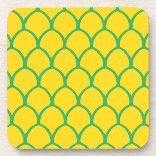 Tropical Pineapple Pattern in Green and Yellow Coaster