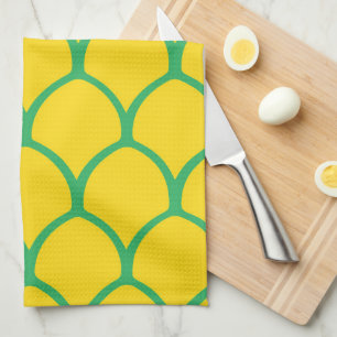 Tropical Pineapple Pattern in Green and Yellow Tea Towel