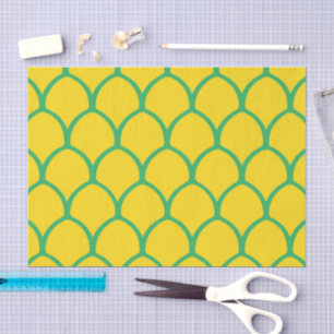 Tropical Pineapple Pattern in Green and Yellow Tissue Paper