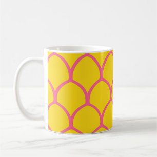 Tropical Pineapple Pattern in Pink and Yellow Coffee Mug