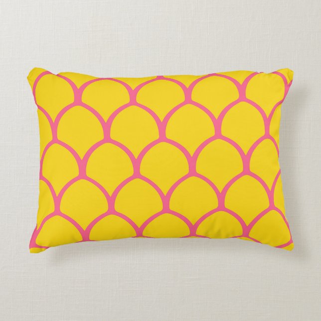 Tropical Pineapple Pattern in Pink and Yellow Decorative Cushion (Front)