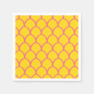 Tropical Pineapple Pattern in Pink and Yellow Napkin