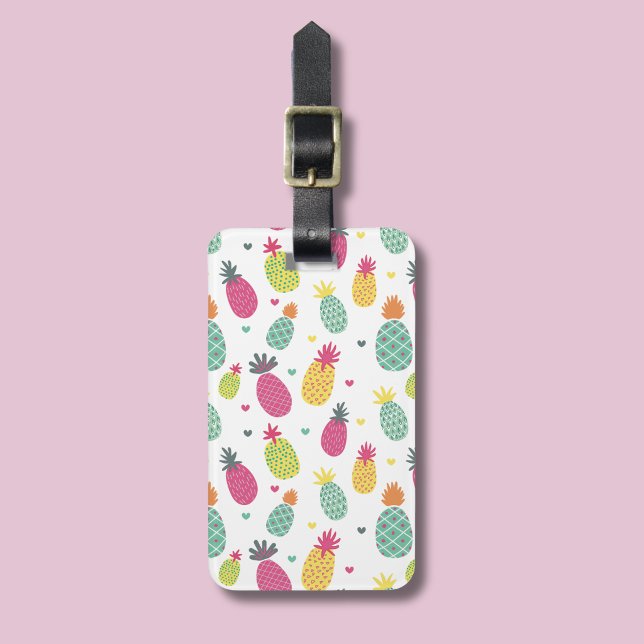 Tropical Pineapple Pattern Luggage Tag (Pineapple pattern luggage tag)
