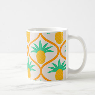 Tropical Pineapple Pattern on Orange Ogee Coffee Mug