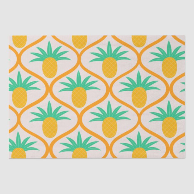 Tropical Pineapple Pattern on Orange Ogee  Tissue Paper (Front)