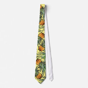 Tropical Pineapple Pattern on Yellow Tie