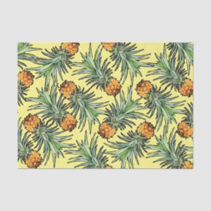 Tropical Pineapple Pattern on Yellow Tissue Paper
