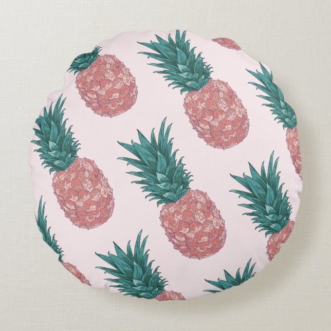 Tropical Pineapple Pattern Round Cushion (Front)
