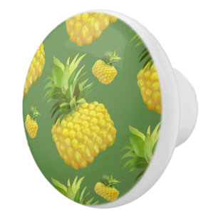 Tropical Pineapple Pattern: Summer Fruit Art Ceramic Knob