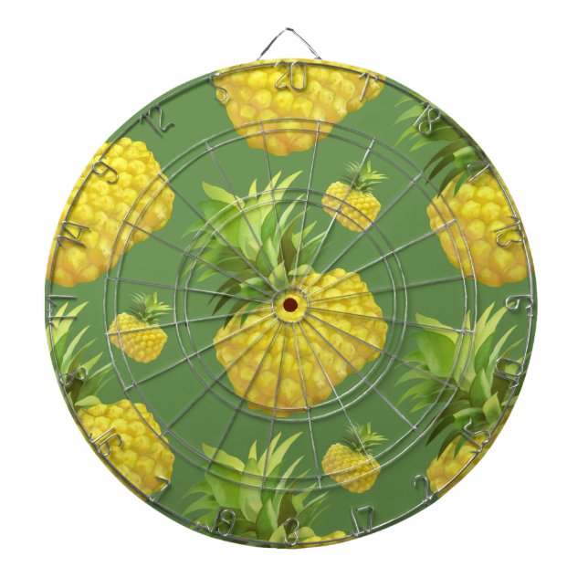 Tropical Pineapple Pattern: Summer Fruit Art Dartboard (Front)