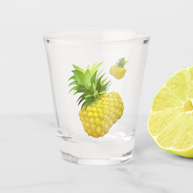 Tropical Pineapple Pattern: Summer Fruit Art Shot Glass (Front)