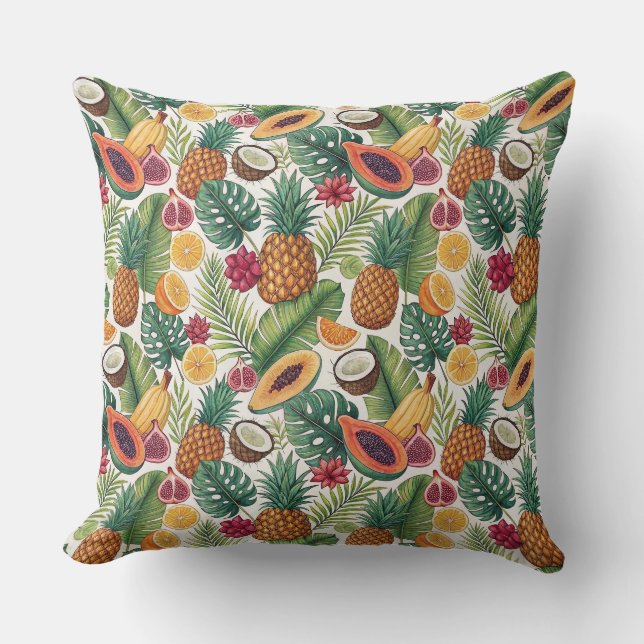 Tropical Pineapple Pattern - Summer Fruits Design Cushion (Front)