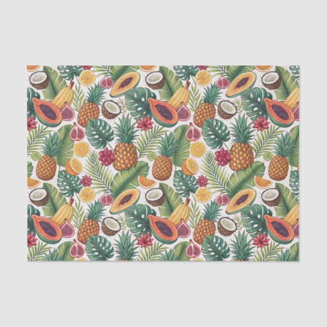 Tropical Pineapple Pattern - Summer Fruits Design Tissue Paper (Front)
