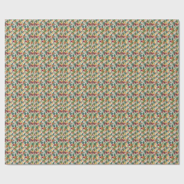 Tropical Pineapple Pattern - Summer Fruits Design Wrapping Paper (Flat)