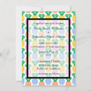 Tropical Pineapple Pattern Wedding Invitation