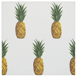 Tropical Pineapple Pattern White Fabric