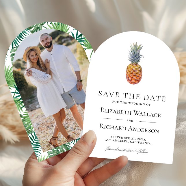 Tropical Pineapple Photo Wedding  Save The Date (Creator Uploaded)
