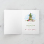 Tropical Pineapple Pink Flamingo Christmas Holiday Card (Inside)