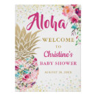 Tropical Pineapple Pink Floral Baby Shower Welcome