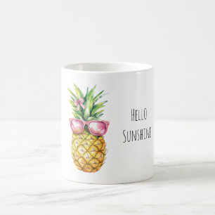 Tropical Pineapple Pink Sunglasses Hello Sunshine Coffee Mug