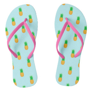 Tropical Pineapple Print Beach Thongs