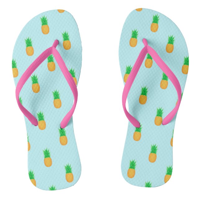 Tropical Pineapple Print Beach Thongs (Footbed)
