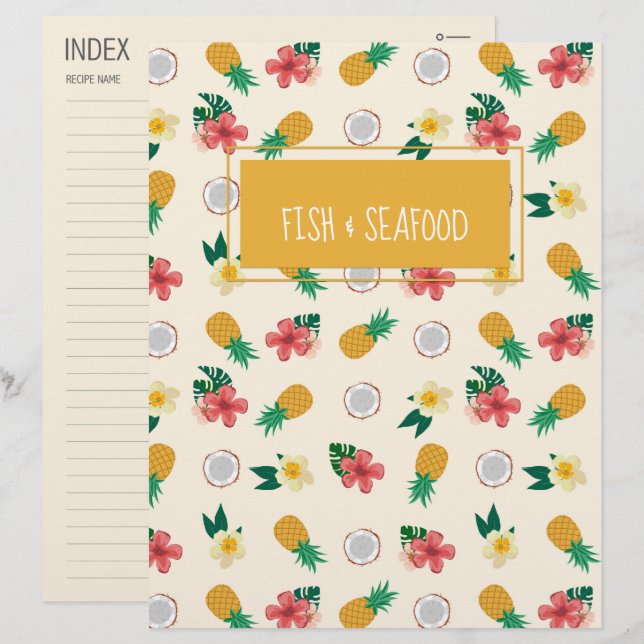 Tropical Pineapple Recipe Divider/Index (Front/Back)