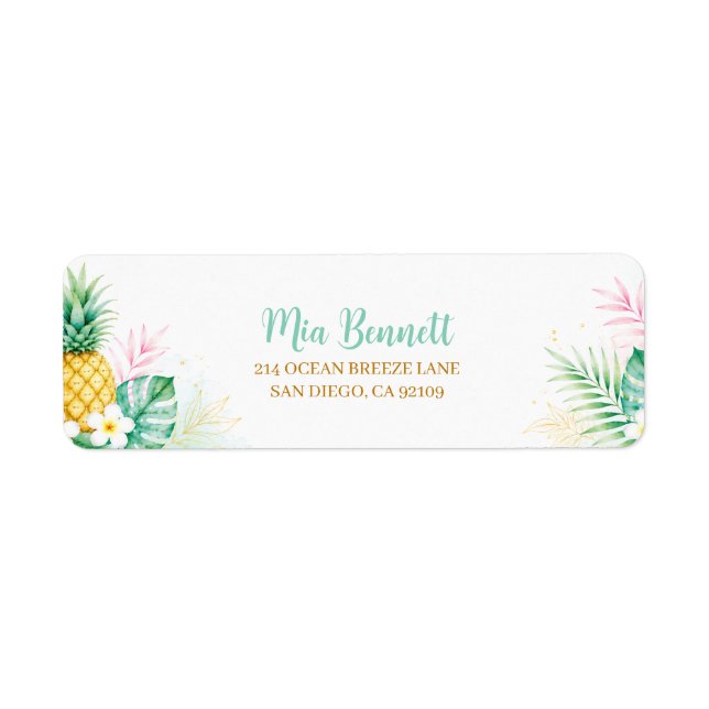 Tropical Pineapple Return Address Label (Front)