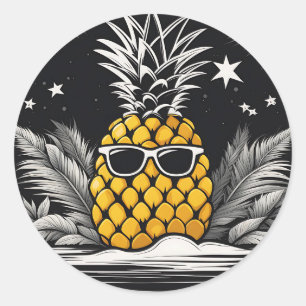 Tropical Pineapple Serenity Classic Round Sticker