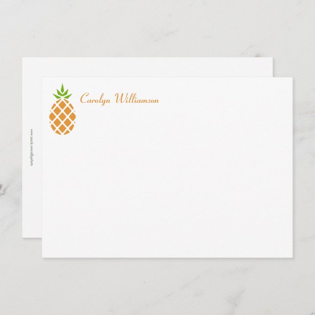 Tropical Pineapple Simple Chic Custom Name Fruit  Card (Front/Back)