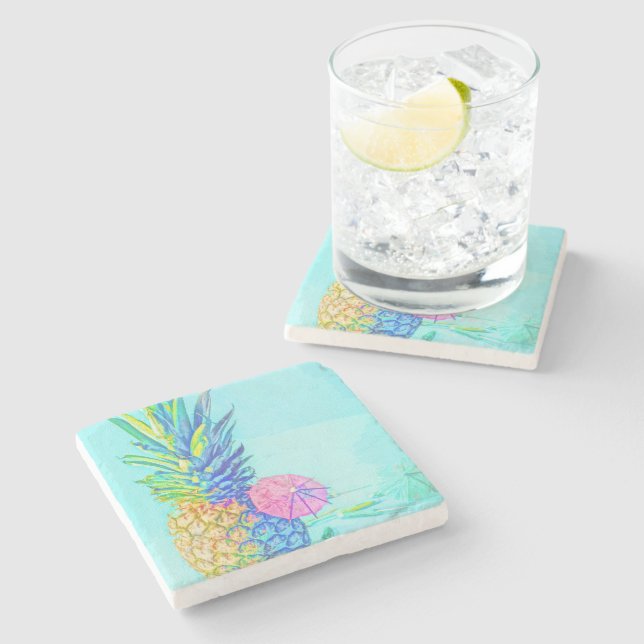 Tropical Pineapple Stone Coaster (Side)