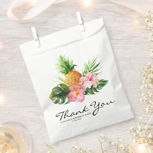 Tropical Pineapple Summer Birthday Party Favour Bag (Clipped)