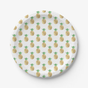 Tropical Pineapple Summer Birthday Party Paper Plate