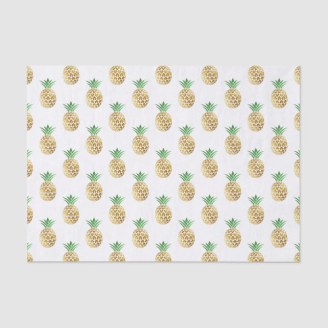 Tropical Pineapple Summer Birthday Party Tissue Paper (Front)