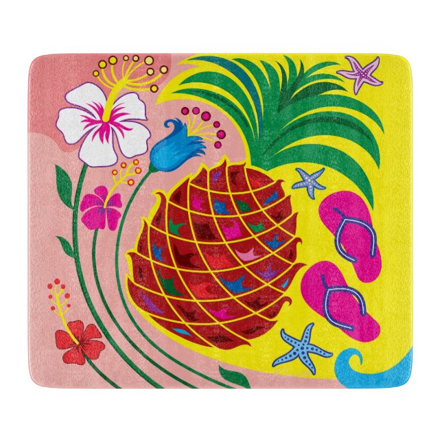Tropical Pineapple Summer Cutting Board (Front)