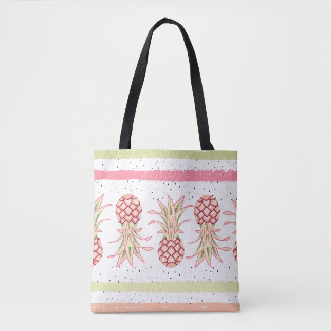 Tropical Pineapple Summer Seamless Print Tote Bag (Front)